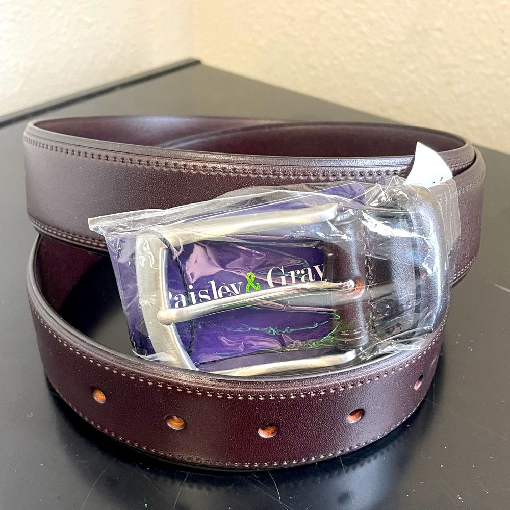 Paisley & Gray Men's Dark coffee Brown Leather Belt size 38